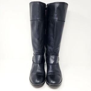 Lauren Ralph Lauren Black Leather Knee High Riding Boots Size 8.5B Classic black